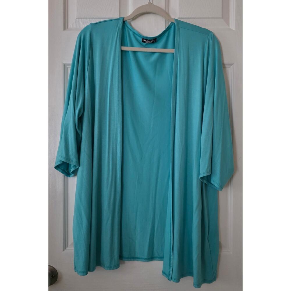 Heimish Open Front Aqua Cardigan Quarter Sleeve Women's Size Medium